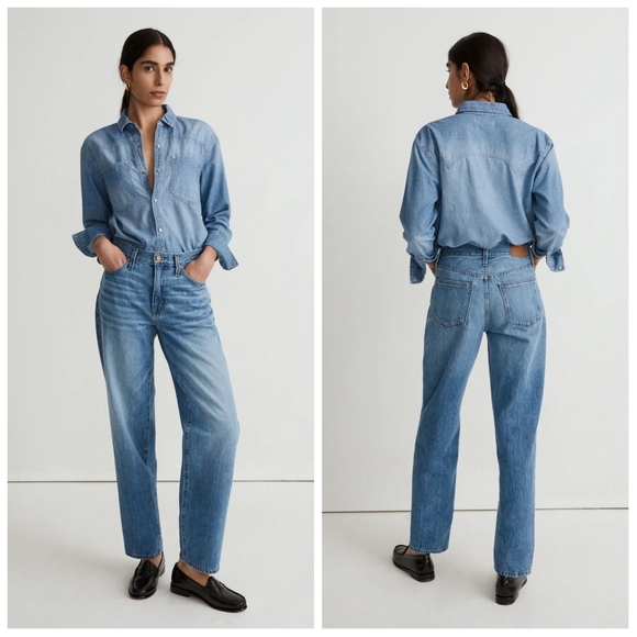 NWT Madewell The Slouchy Boyjean on Rosewell Wash 32 Petite - Picture 1 of 9